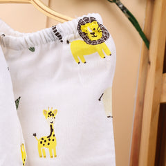 Baby Unisex Organic Cotton Muslin Full Sleeves Jhabla & Payjama | Lion | Set of 1