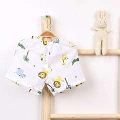 Kids Organic Cotton Muslin Co-Ord Set | Shirt & Shorts | Lion