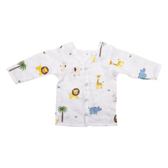 Baby Unisex Organic Cotton Muslin Full Sleeves Jhabla & Payjama | Lion | Set of 1