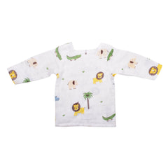 Baby Unisex Organic Cotton Muslin Full Sleeves Jhabla | Lion, Flamingo | Pack of 2