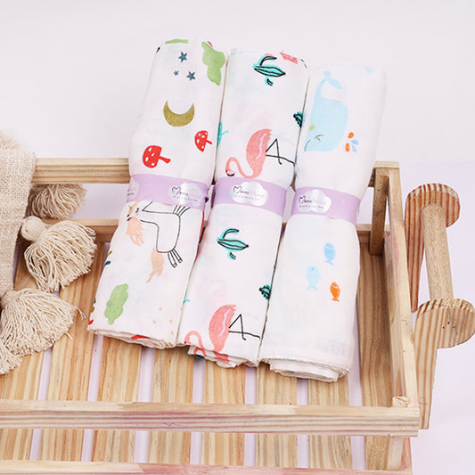 Baby Swaddle Wrap Organic Muslin cotton - 100x100 cm - Pack of 3 - Unicorn, Flamingo, Whale