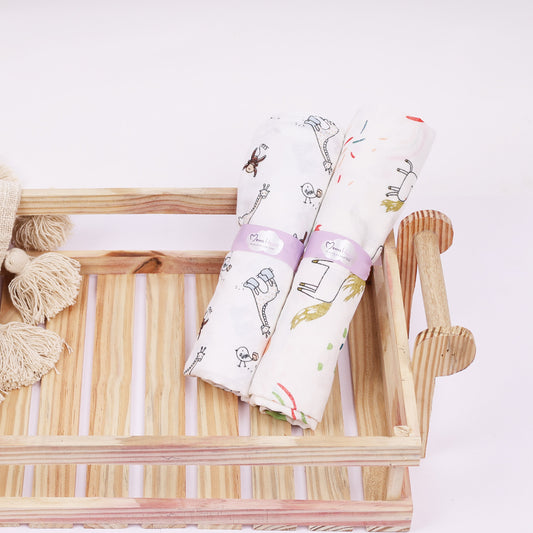 Baby Muslin Cloth Swaddle | 100X100 CM | 0-12 Months | Pack of 2