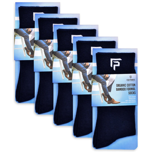 Footprints Men's Formal Organic Cotton & Bamboo Odour free Socks  - Navy