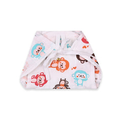 Organic Cotton Printed Muslin Nappies | Jungle, Monkey & Cat | Pack of 3