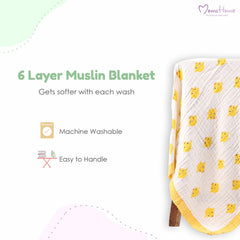 Baby 6 Layer Muslin Blanket Cum Towel | 100X100 CM | 0-3 Years | Pack of 1