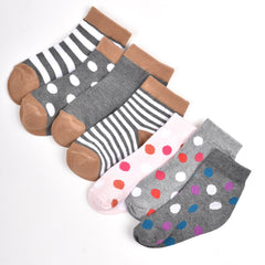 Footprints Super Soft Organic Cotton Kids Socks | Grey & Big Dot Socks|12-24 Months| Pack of 7