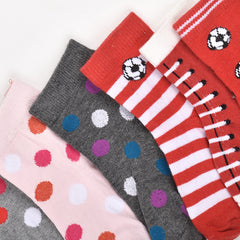 Footprints Super Soft Organic Cotton Kids  Socks | Red Baseball & Big Dot | 12-24 Months | Pack of 6