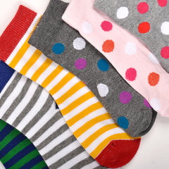 Footprints Super Soft Organic Cotton Kids  Socks-Big Dot & Stripes |12-24 Months|-Pack of 6