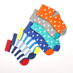 Footprints Super Soft Organic Cotton Kids Socks | Star & Colorfull Stripes | 3-5 Years | Pack of 7