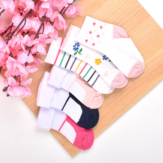 Footprints Super Soft Organic Cotton Kids Socks | Fold & Flower | 6-12 Months | Pack of 6