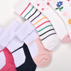 Footprints Super Soft Organic Cotton Kids Socks | Fold & Flower | 6-12 Months | Pack of 6