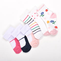 Footprints Super Soft Organic Cotton Kids Socks | Fold & Flower | 6-12 Months | Pack of 6