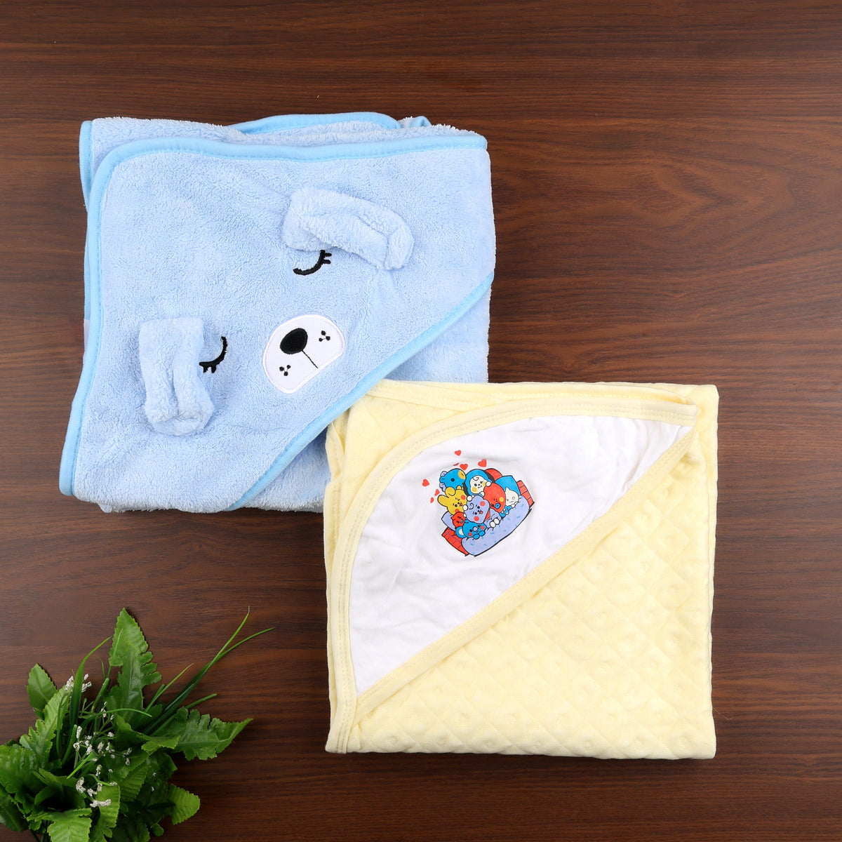 Moms Home Designer Ultra Soft Cotton Baby Hooded Bath Towel | Pack Of 2