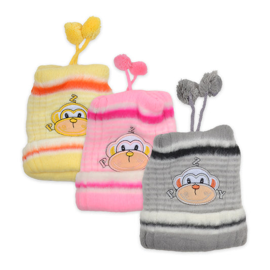 Baby Unisex Woolen Caps | Monkey |Multicolor | Pack Of 3