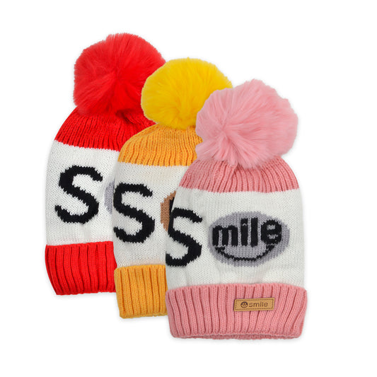 Baby Unisex Woolen Caps | Smile |Multicolor | Pack Of 3