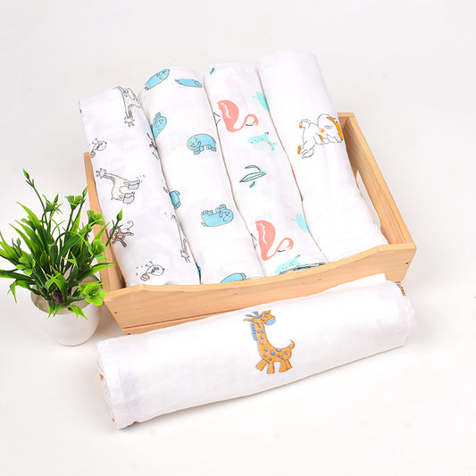 Baby Muslin Swaddle -100x100 cm - Pack of 5 - Animal