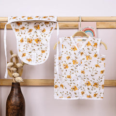 Baby Organic Cotton Muslin Front Open Kimono, Jhabla & Nappy | Bloom | Pack of 3