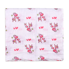 Baby Muslin Swaddle - 100x100 CM - Pack Of 1 Pink Girrafe