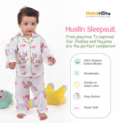 Organic Cotton Kids Pajama Set Combo | Night Suit | Sleepwear | Pink Elephant