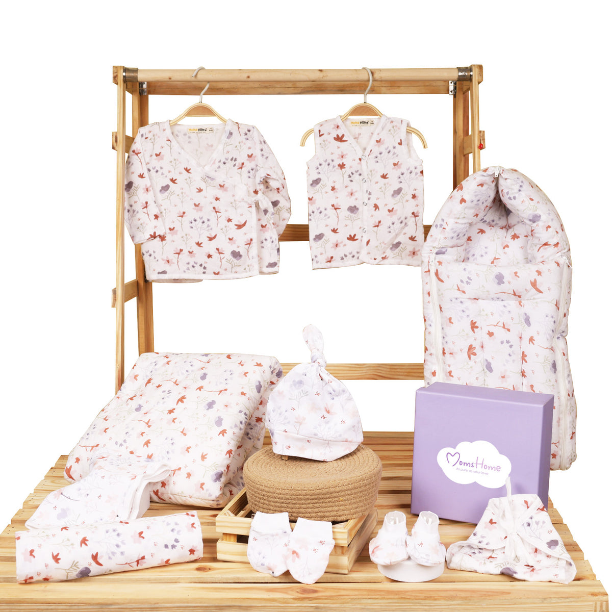 Hospital Kit for Newborn baby | Organic Cotton Gift Set | 10 Items | Blossom