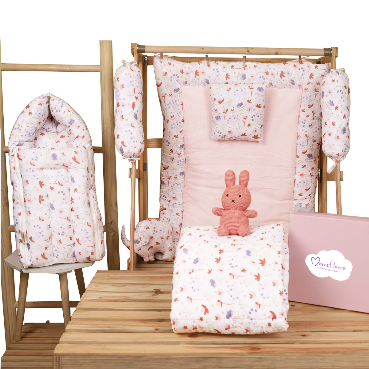 Baby Bedding Set With AC Quilt & Sleeping Bag | Blossom | Pack of 7