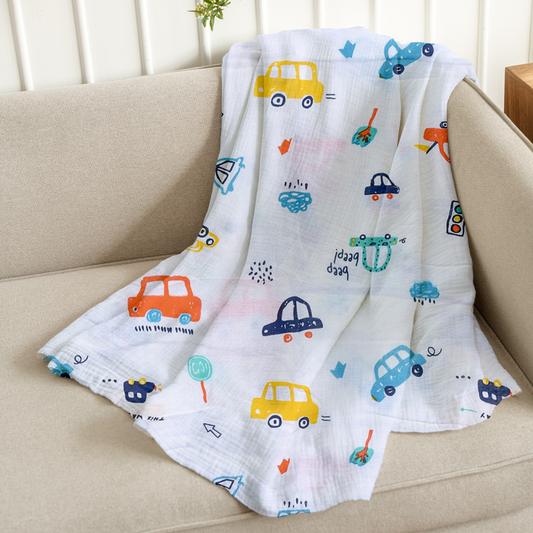 Baby Muslin Swaddle - 100x100 CM - Pack Of 1 Car