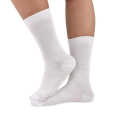 Kids Organic Cotton School Socks - Unisex - Calf length- Pack of 3 (White)- Extra soft and Breathable