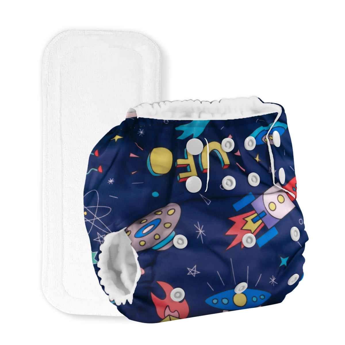 Baby Reusable Cotton Printed Pocket Diapers With Insert | 0-12 Months | Pack of 1