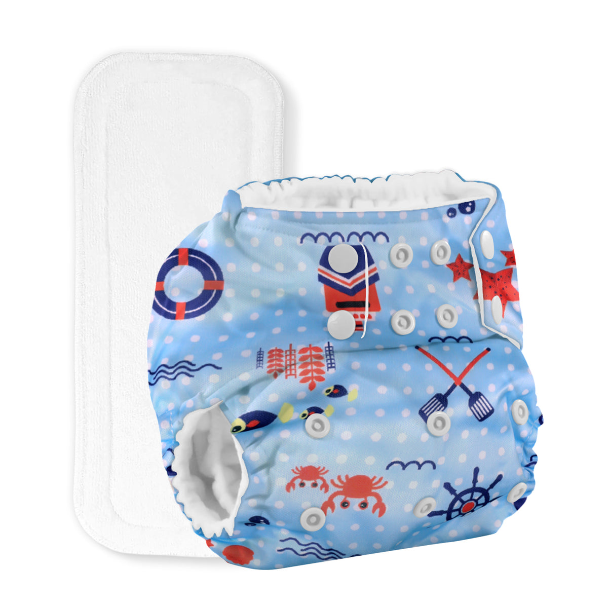 Baby Reusable Cotton Printed Pocket Diapers With Insert | 0-12 Months | Pack of 1