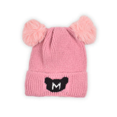 Baby Unisex Woolen Caps | Pink & Grey | Pack Of 2