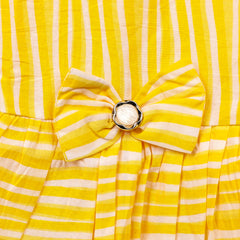 Baby Girl Organic Cotton Sleeveless Frock | Yellow Stripe