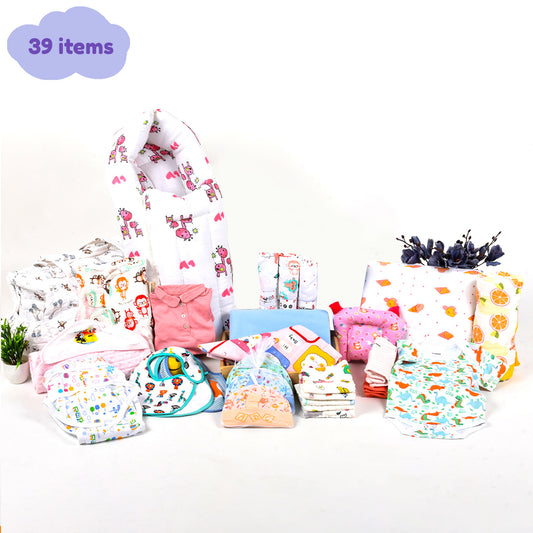 New Born Baby Essentials Gift Combo Box -0-6 Months- 39 Items