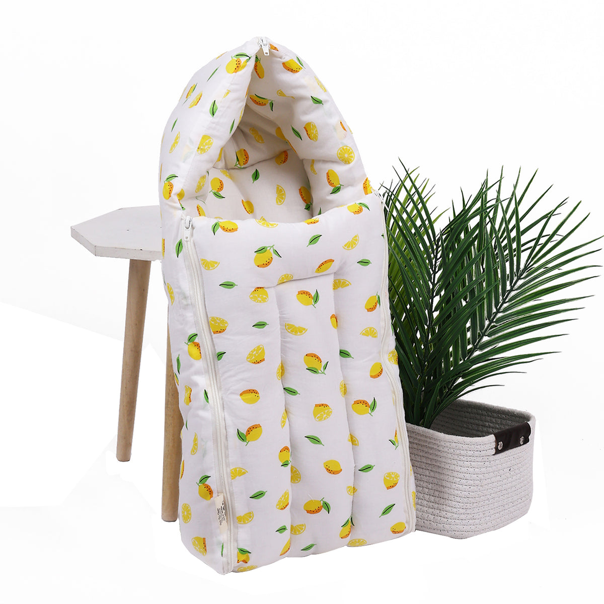 Organic Cotton Muslin Baby Sleeping Cum Carrying Nest Bag |  0-3 Months | Lemon