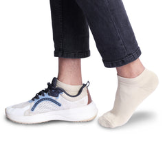 FOOTPRINTS Unisex Solid Cotton Ankle-Length Socks -Pack Of 1 Beige