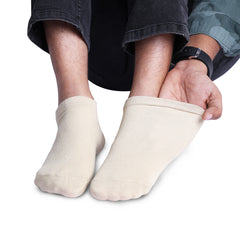 FOOTPRINTS Unisex Solid Cotton Ankle -Length Socks -Pack Of 3 Beige