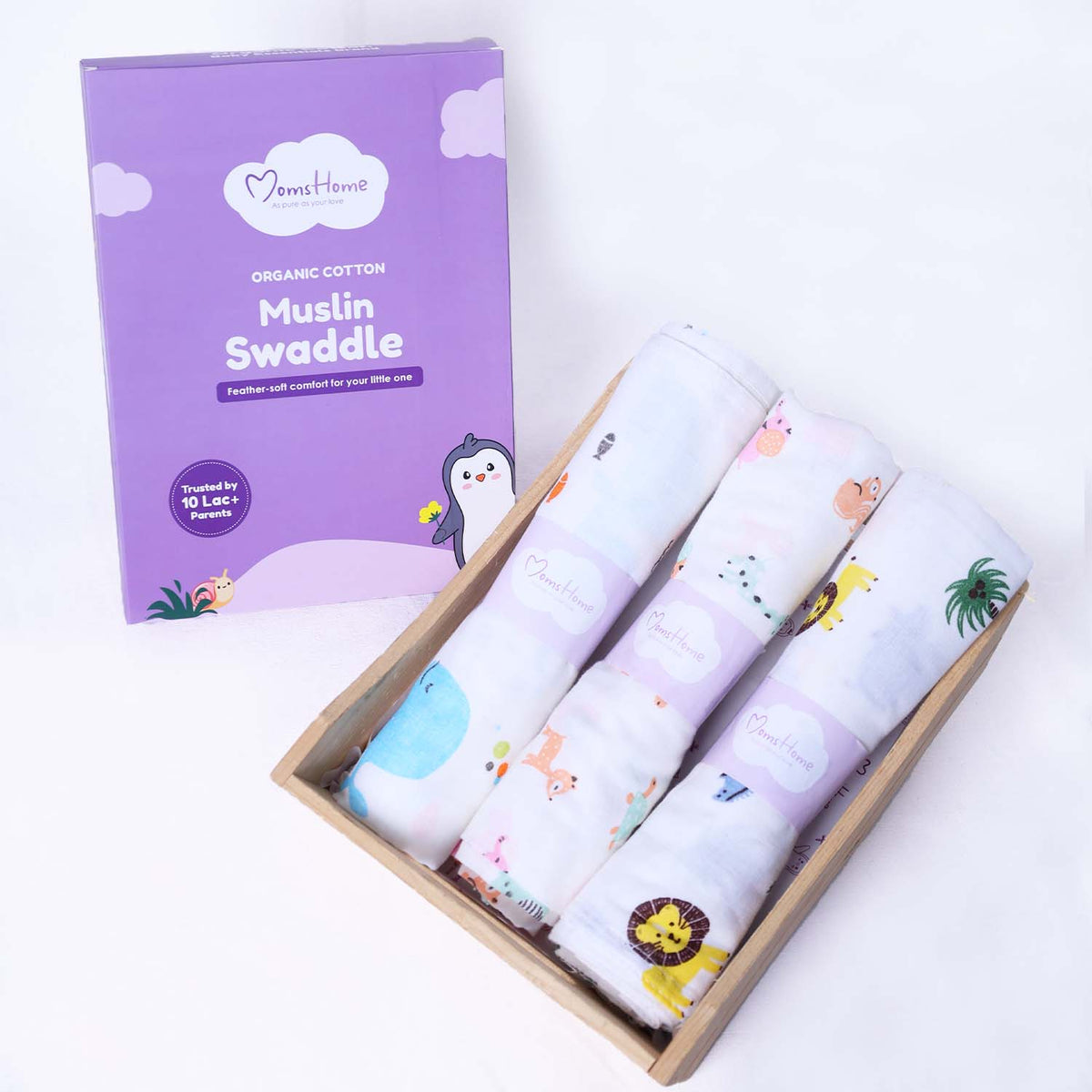 Organic Cotton Baby Muslin Cloth Swaddle | 0-12 Months | Pack of 3