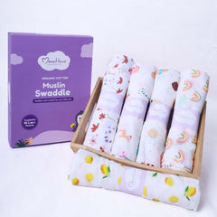 Organic Cotton Baby Muslin Cloth Swaddle | 0-12 Months | Pack of 3