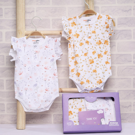 Baby Organic Cotton Onesie | Bloom, Blossom | Pack of 2