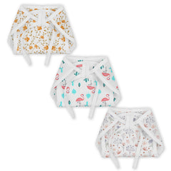 Organic Cotton Printed Muslin Nappies | Bloom, Blossom & Flamingo | Pack of 3