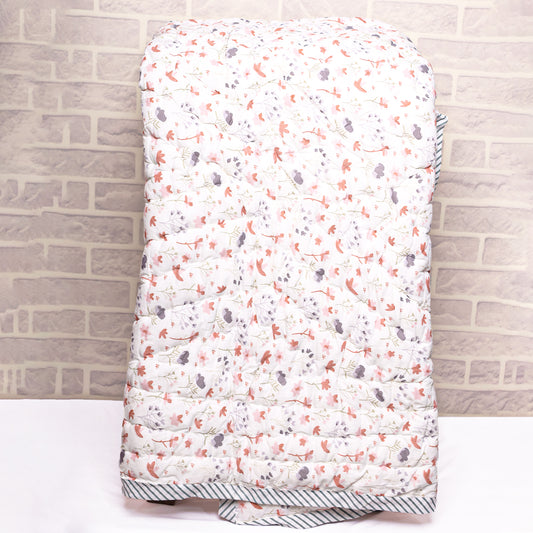 Baby Quilt Organic Cotton | Baby Blanket | 100x150 CM | 0-5 Year | Blossom | Pack of 1