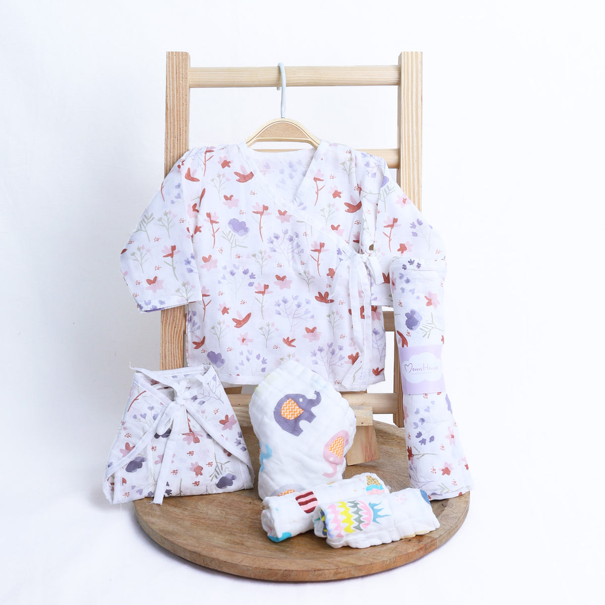 Organic Cotton Muslin Gift Combo Set For New Born Baby | Pack of 6 | Blossom