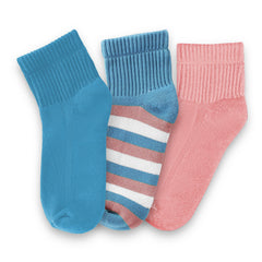 Anti-Odor Bamboo Full Length Terry Socks for Kids | Smell Free & Breathable | Anti-Bacterial| All- Day Comfort | Blue & Pink | Pack of 3