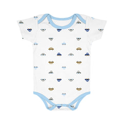 New Born Baby Organic Cotton Half Sleeves Onesie | New Born Baby Clothes | Baby Half Sleeve Cotton Sleepsuits | Car, Blue, Galaxy | Pack of 3