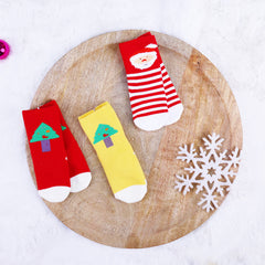 Organic Cotton Christmas Socks for Kids | Printed Funky Socks for Boys and Girls Odour Free, Breathable | Pack of 3