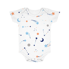 New Born Baby Organic Cotton Half Sleeves Onesie | New Born Baby Clothes | Baby Half Sleeve Cotton Sleepsuits | Car, Blue, Galaxy | Pack of 3