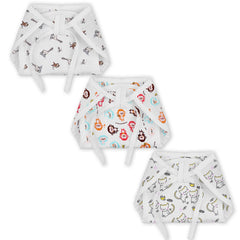 Organic Cotton Printed Muslin Nappies | Jungle, Monkey & Cat | Pack of 3