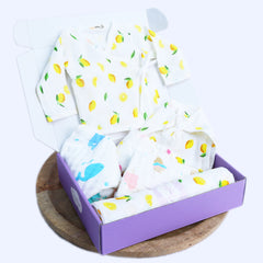 Organic Cotton Muslin Gift Combo Set For New Born Baby | Pack of 6 | Lemon