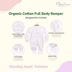 Organic Cotton New Born Baby Full Body Romper | New Born Baby Clothing | Little Hearts | 0-3 Months | Pack of 1