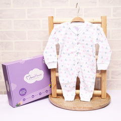 Organic Cotton New Born Baby Full Body Romper | New Born Baby Clothing | Little Hearts | 0-3 Months | Pack of 1