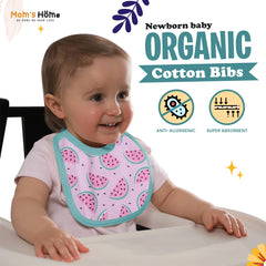 New Born Baby Organic Cotton Designer Bibs | 0-6 Months | Pack of 2